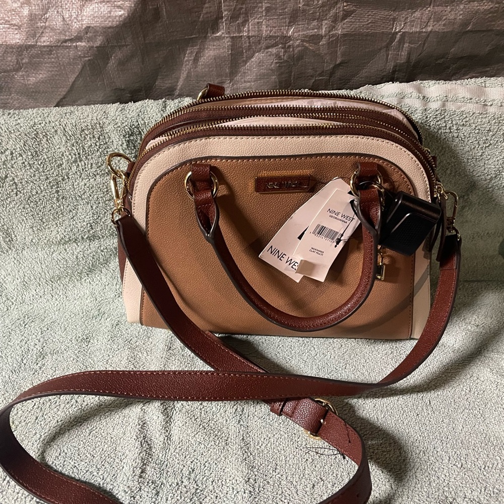 Nine West Brown and Cream Crossbody Bag